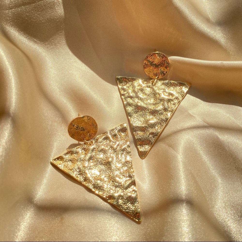 Modern Geometric Hammered Texture Earrings